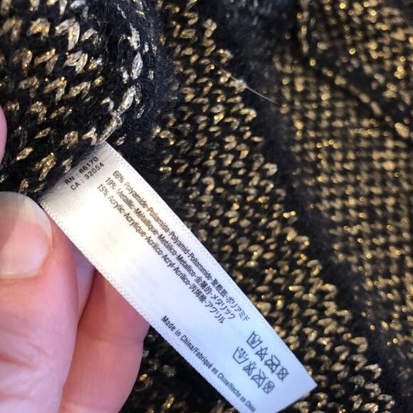 Anthropologie Sleeping on Snow black metallic open front cardigan size One Size - Picture 9 of 16